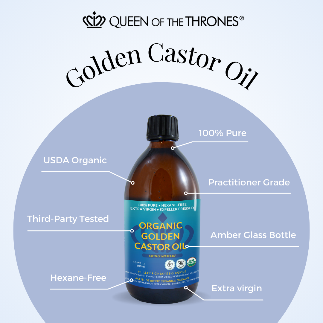 Organic Golden Castor Oil 3.38oz | 100% Pure, Hexane-Free, Extra Virgin