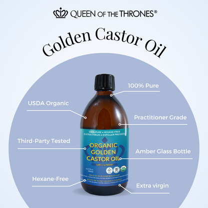 Organic Golden Castor Oil 3.38oz | 100% Pure, Hexane-Free, Extra Virgin