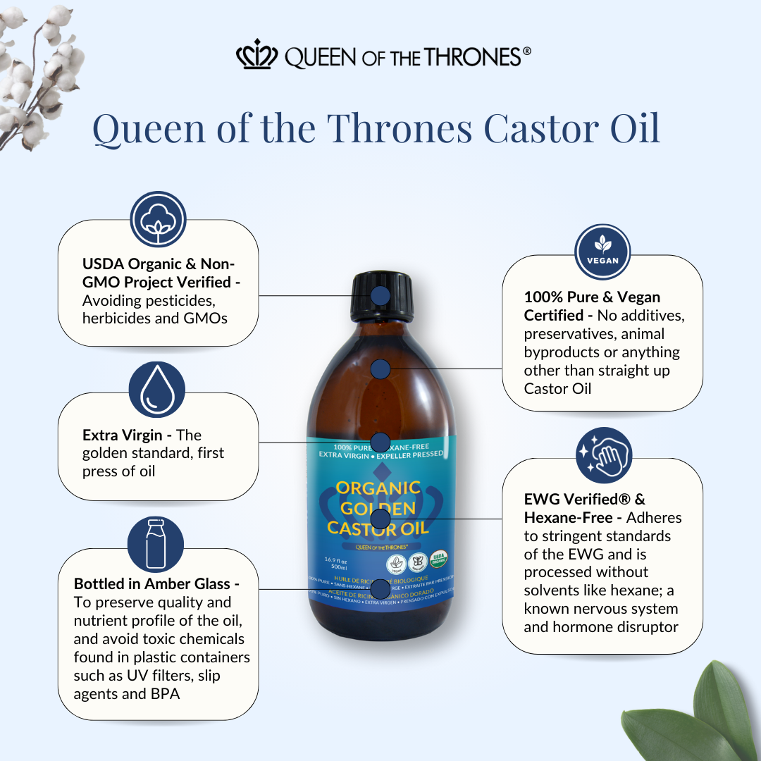 Organic Golden Castor Oil 16.9oz | 100% Pure, Hexane-Free, Extra Virgin